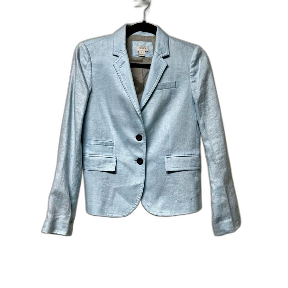J. CREW FACTORY Light Blue 100% Linen 4-Pocket Blazer, Sz 0